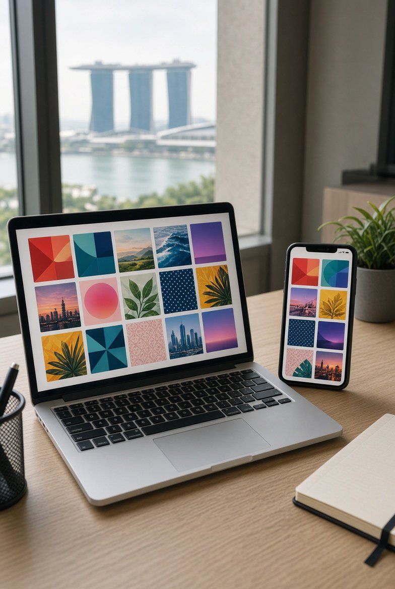 Social media campaign on a laptop and phone